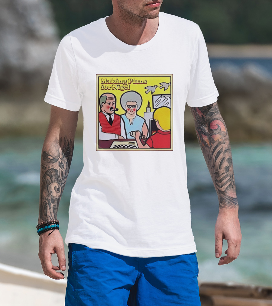 Making Plans For Nigel XTC New Wave English Rock Scene Yellow Background Birds Family T-Shirt
