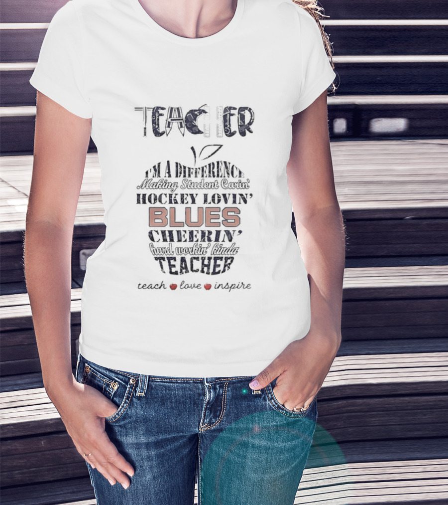 Teacher Difference Maker Hockey Lovin St Louis Blues Teacher T-Shirt