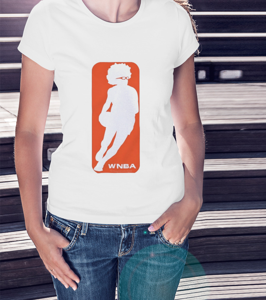 WNBA Maplewedgie Basketball Player White Silhouette On Orange T-Shirt