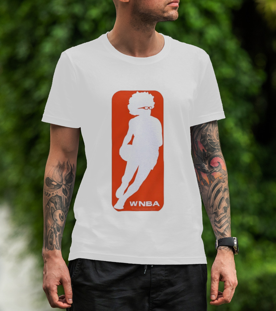 WNBA Maplewedgie Basketball Player White Silhouette On Orange T-Shirt