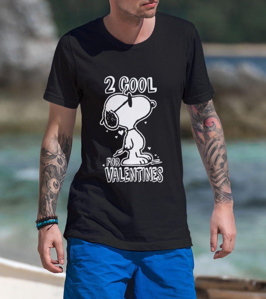 2 Cool For Valentines Peanuts Snoopy T-Shirt