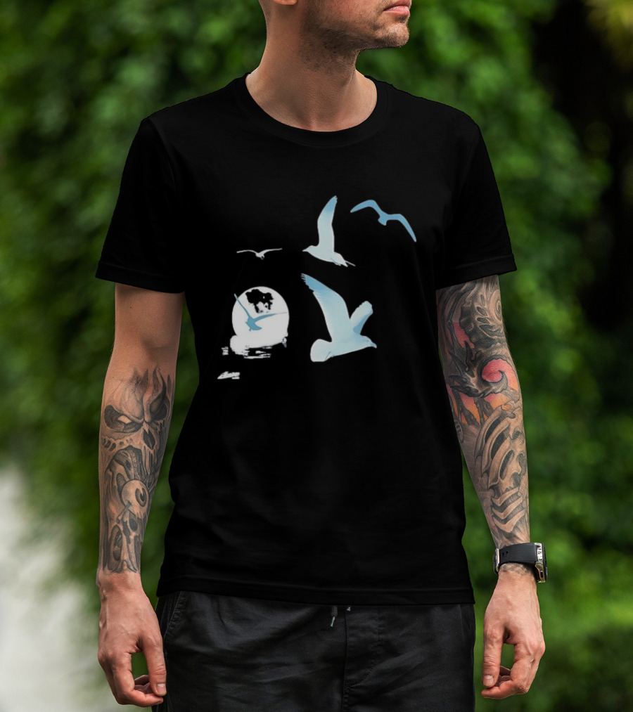 1989 Seagull Boxy Flock In Flight Retro Aesthetic T-Shirt