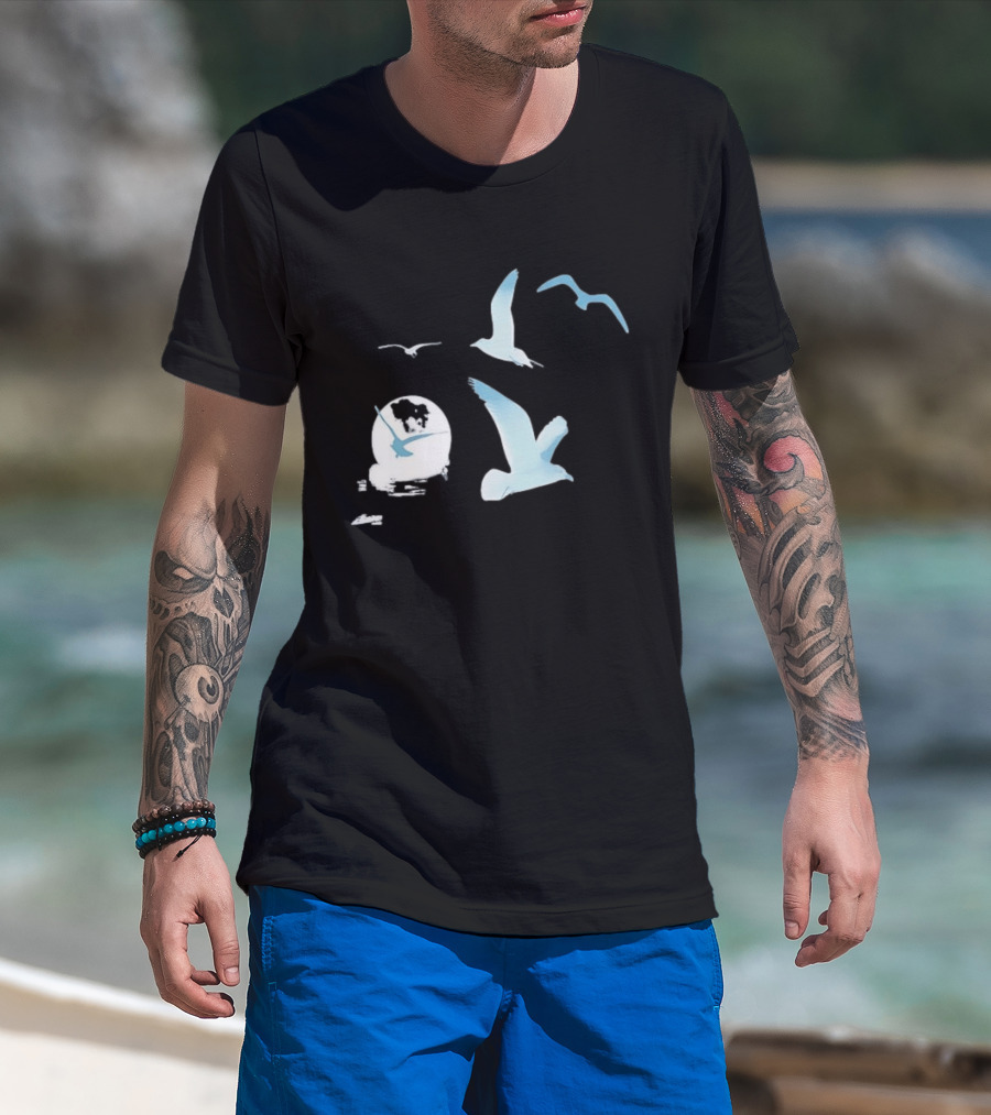 1989 Seagull Boxy Flock In Flight Retro Aesthetic T-Shirt