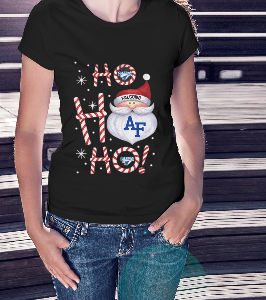 Air Force Falcons Christmas Santa Ho Ho Ho Peppermint Letters T-Shirt