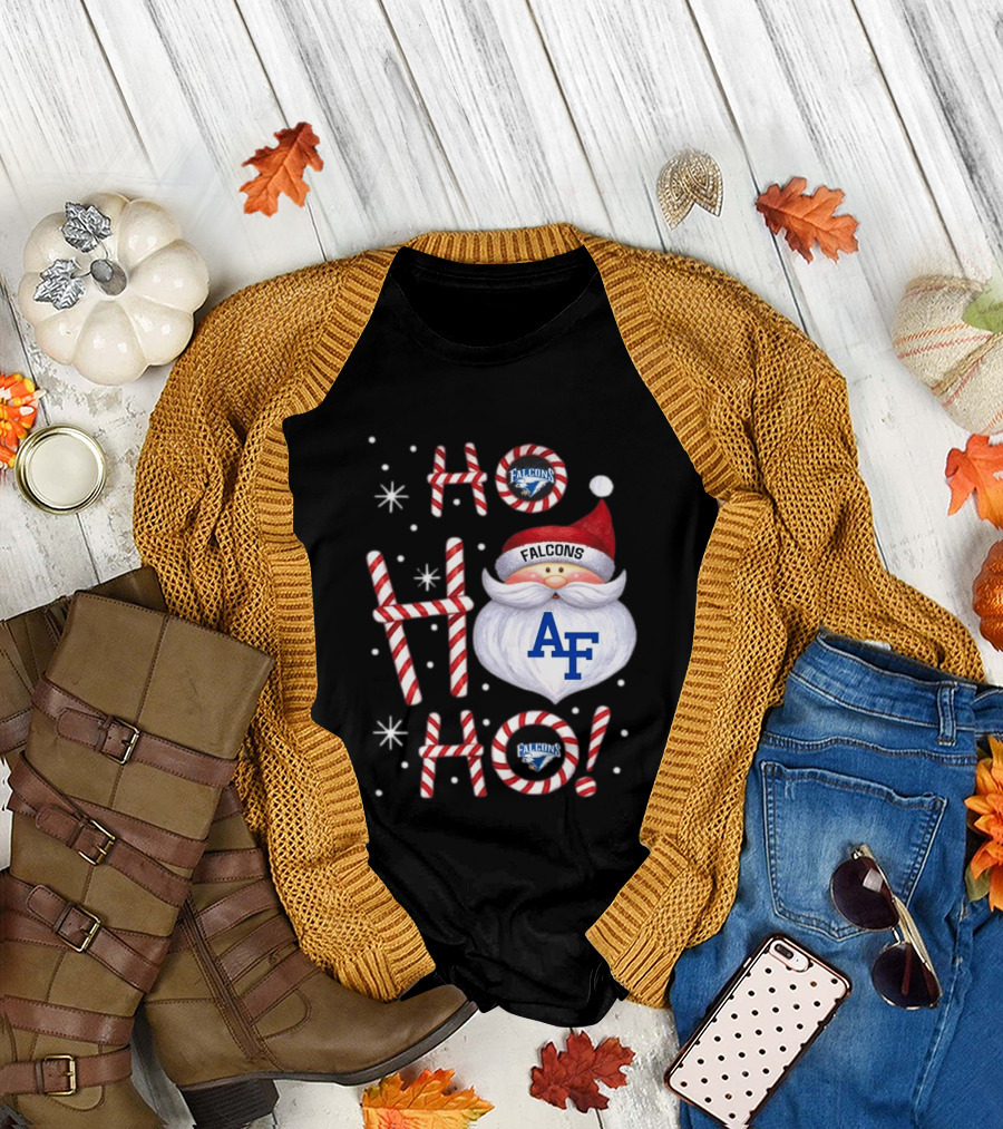 Air Force Falcons Christmas Santa Ho Ho Ho Peppermint Letters T-Shirt