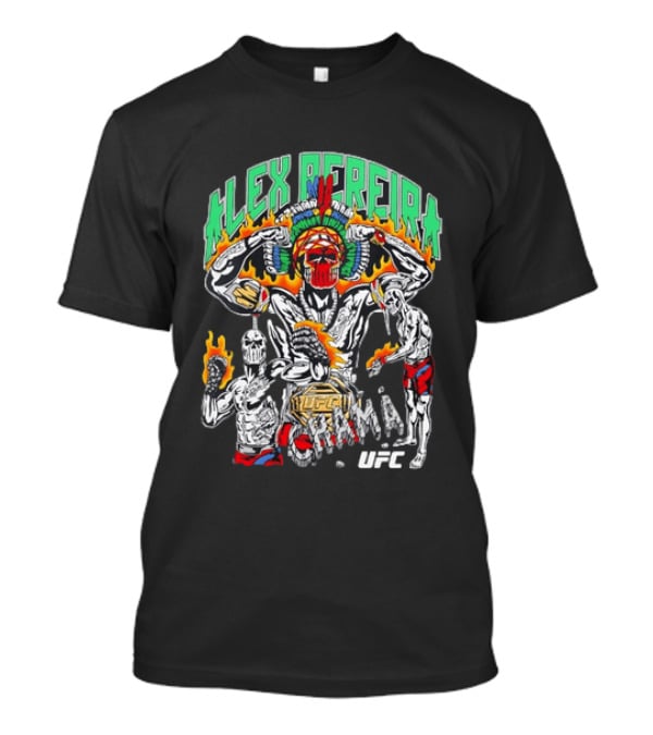 Alex Pereira Chama UFC Fighter Art With Flames And Traditional Headdress T-Shirt