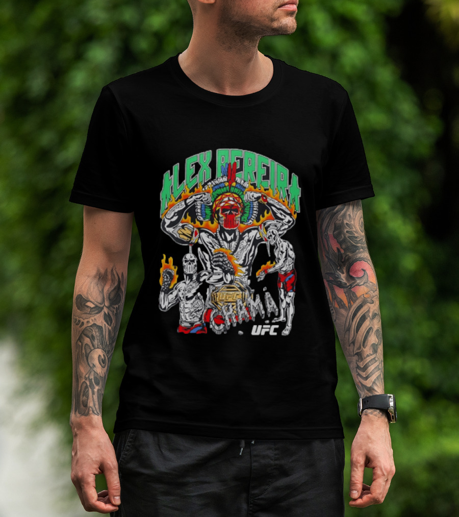 Alex Pereira Chama UFC Fighter Art With Flames And Traditional Headdress T-Shirt