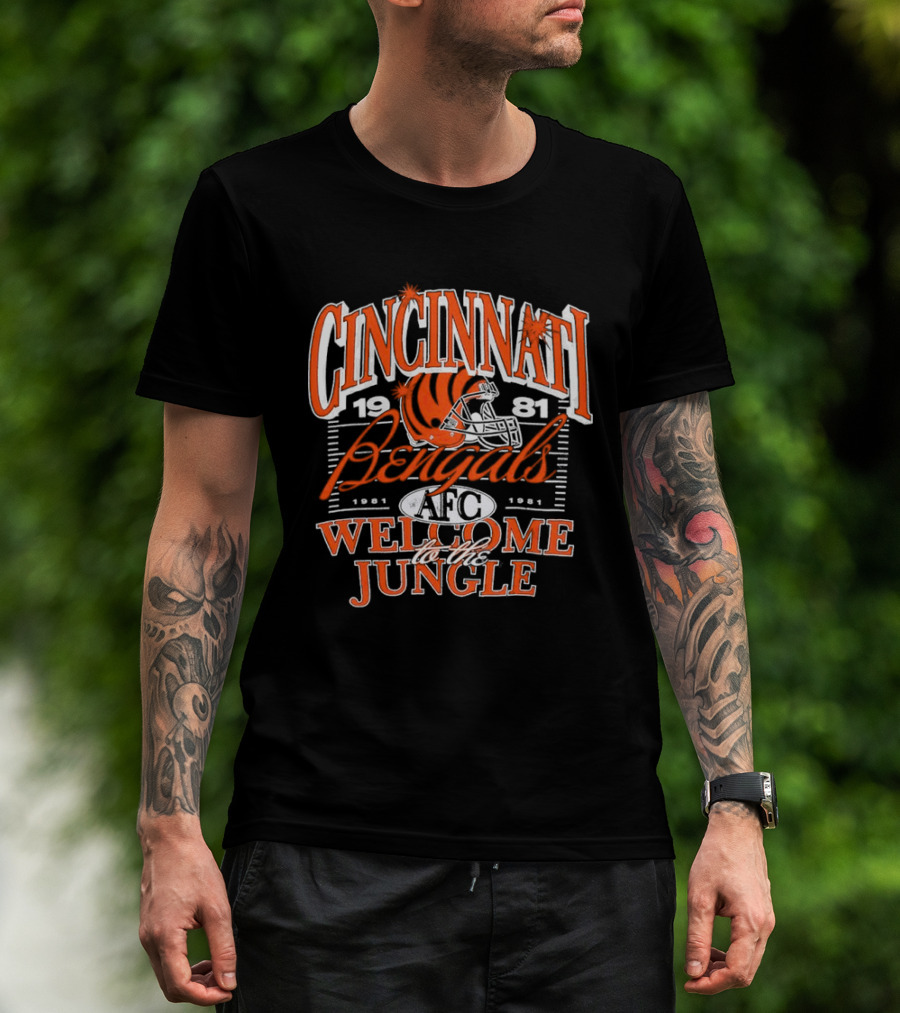 Cincinnati Bengals 1981 Welcome To The Jungle AFC Helmet T-Shirt