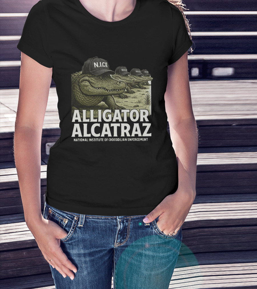 Alligator Alcatraz N.I.C.E. National Institute Of Crocodilian Enforcement T-Shirt