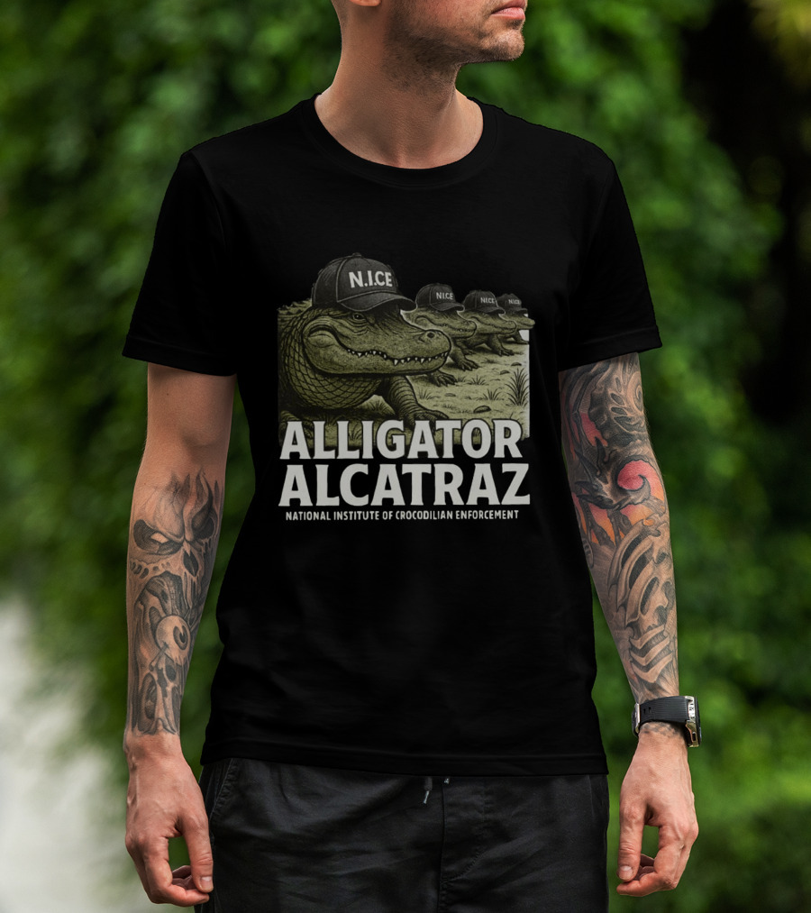 Alligator Alcatraz N.I.C.E. National Institute Of Crocodilian Enforcement T-Shirt