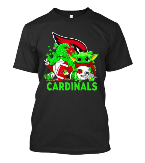 Arizona Cardinals Baby Yoda Gnome St Patrick's Day T-Shirt