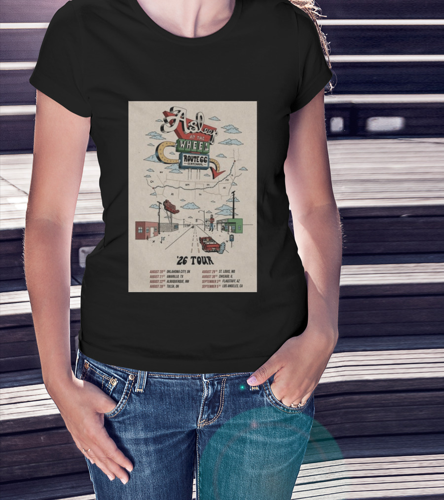 Asleep At The Wheel Route 66 Centennial 2026 Tour Oklahoma City Amarillo Albuquerque Tulsa St. Louis Chicago Flagstaff Los Angeles T-Shirt