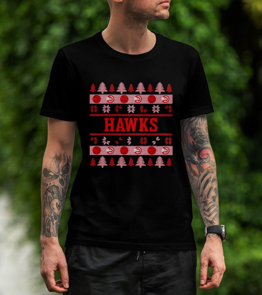 Atlanta Hawks Basketball Holiday Ugly Christmas Sweater T-Shirt