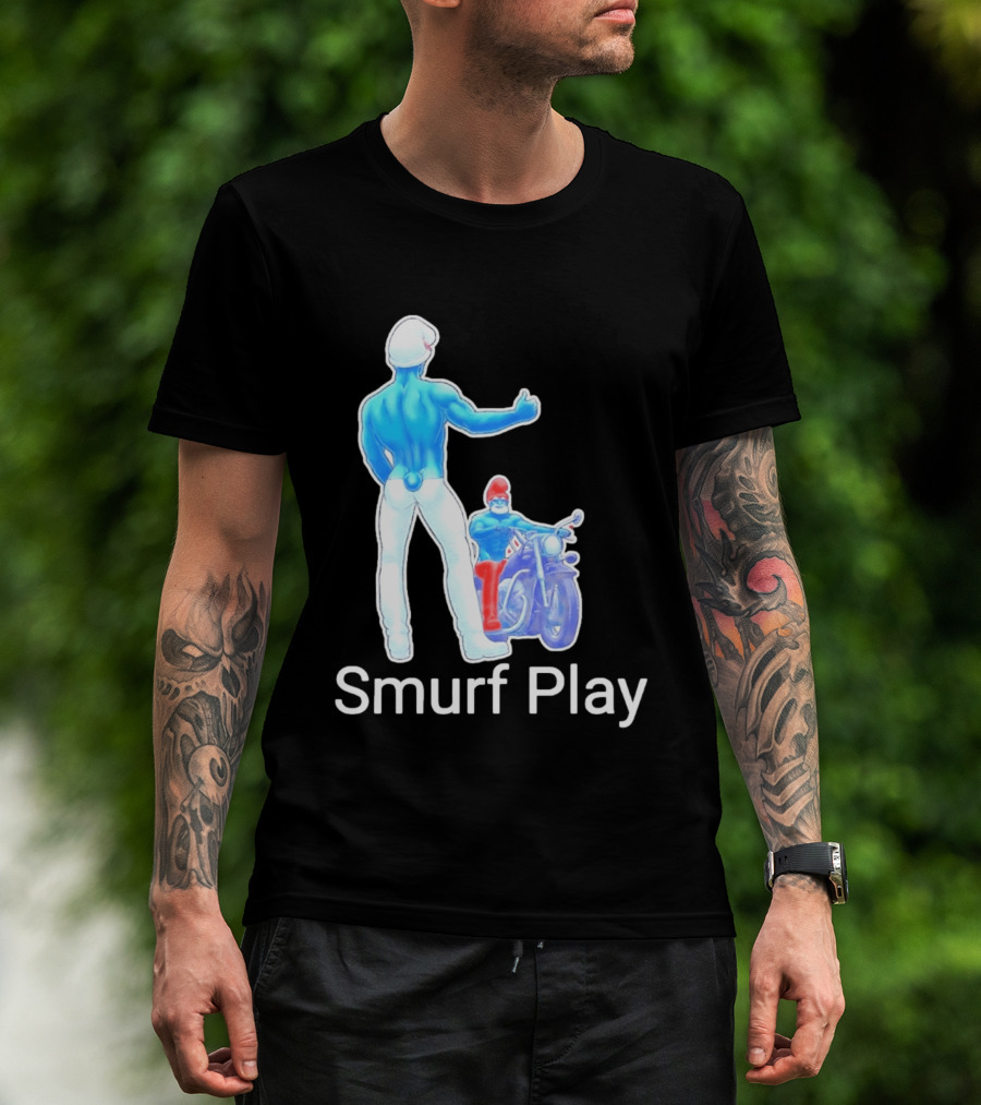 Smurf Play Gay LGBT Biker T-Shirt