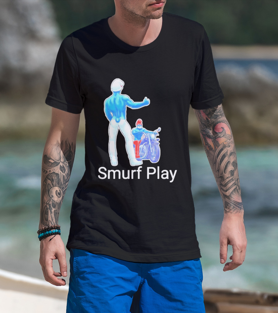 Smurf Play Gay LGBT Biker T-Shirt