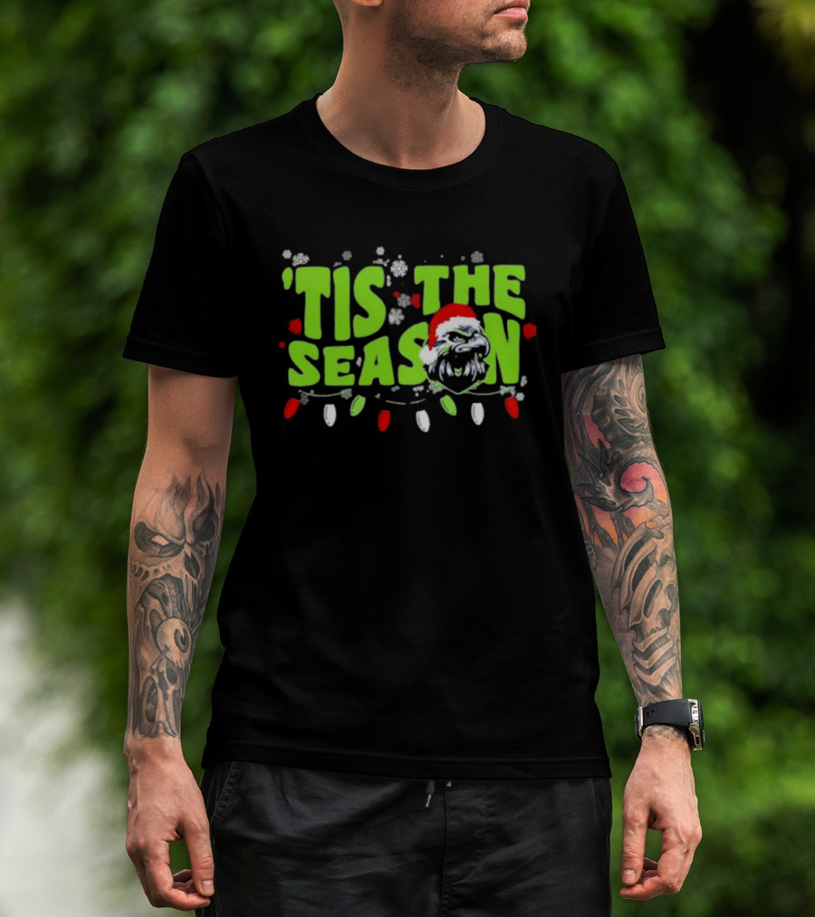 Tis The Season Christmas Seattle Seahawks Football Santa Hat T-Shirt