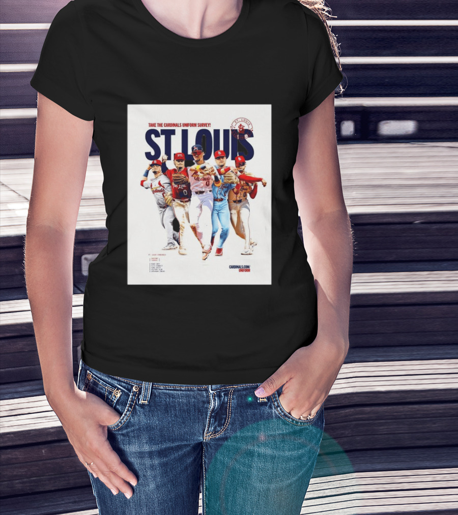 Take The Cardinals Uniform Survey St Louis Historic Baseball Players T-Shirt
