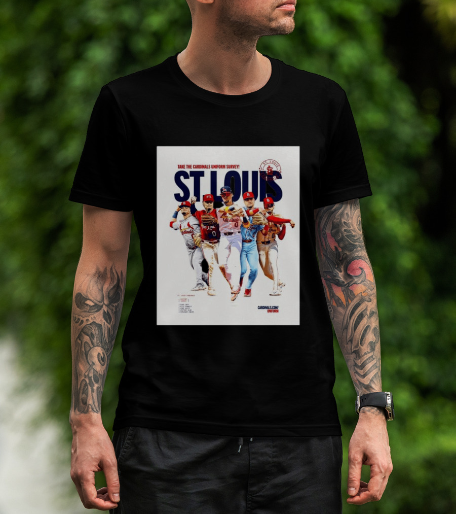 Take The Cardinals Uniform Survey St Louis Historic Baseball Players T-Shirt