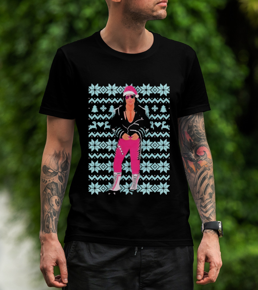 Bret Hart Ugly Christmas Jumper Retro Festive Pink Santa Outfit T-Shirt