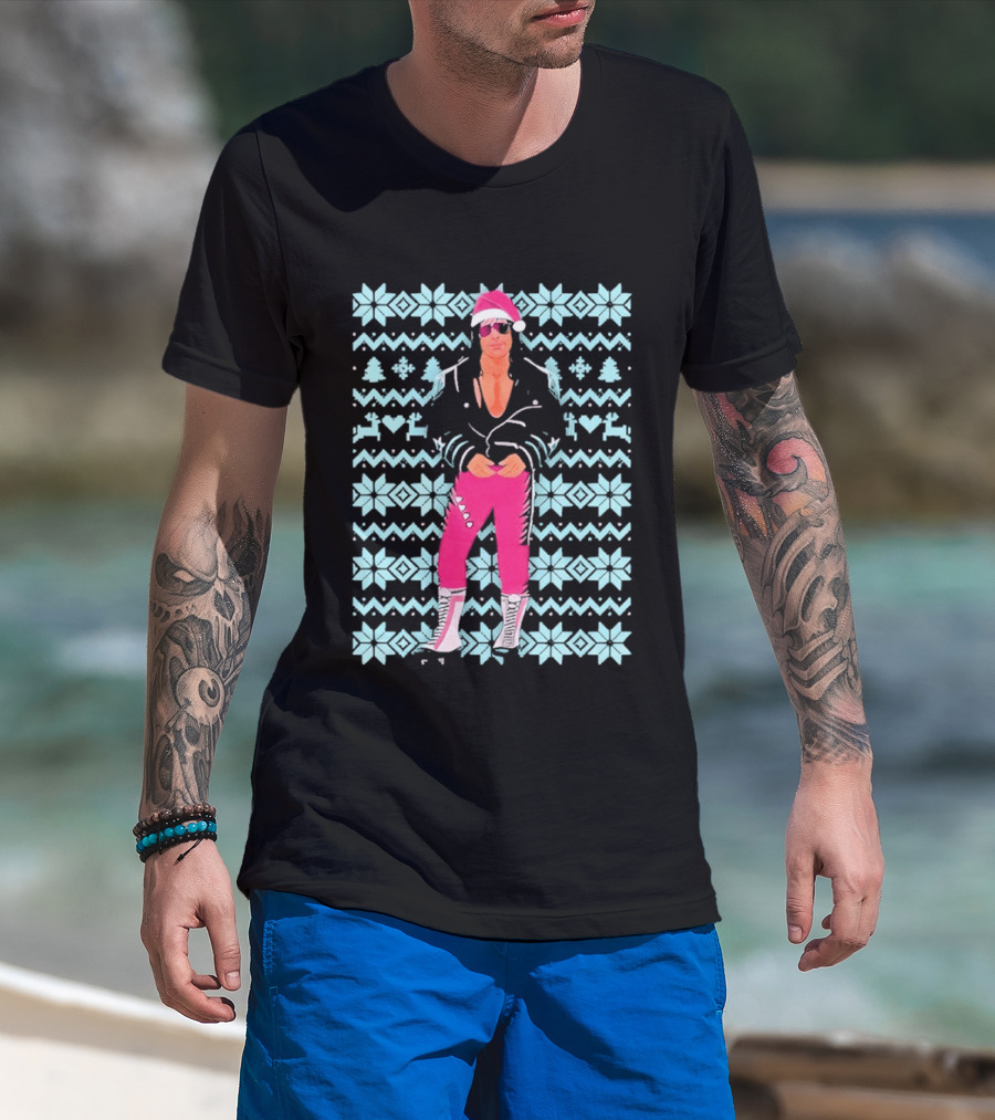 Bret Hart Ugly Christmas Jumper Retro Festive Pink Santa Outfit T-Shirt