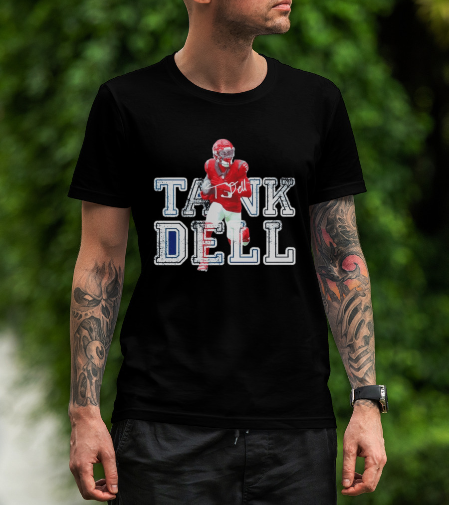 Houston Texans Tank Dell Football Player Run Action T-Shirt