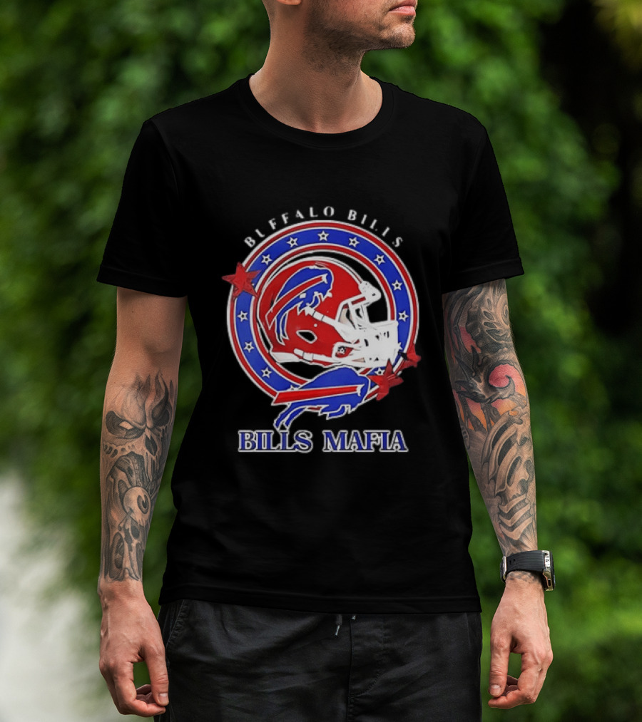 Buffalo Bills Bills Mafia Football Helmet Stars Oval T-Shirt