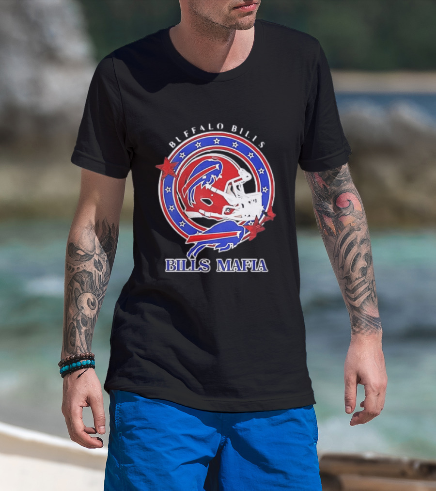 Buffalo Bills Bills Mafia Football Helmet Stars Oval T-Shirt