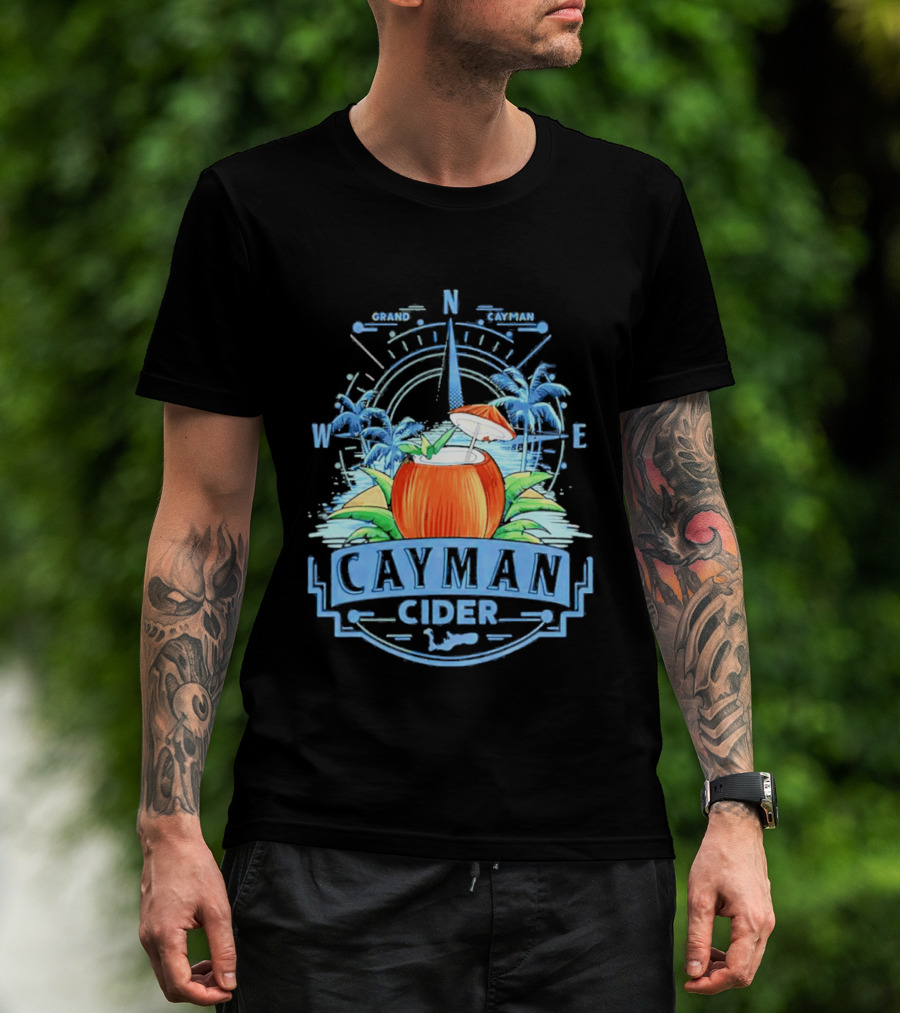 Cayman Cider Tropical Compass Palm Trees Beverage T-Shirt