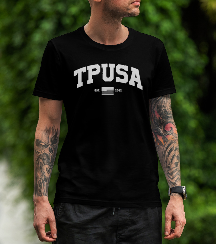 TPUSA Established 2012 Collegiate Style With Flag T-Shirt