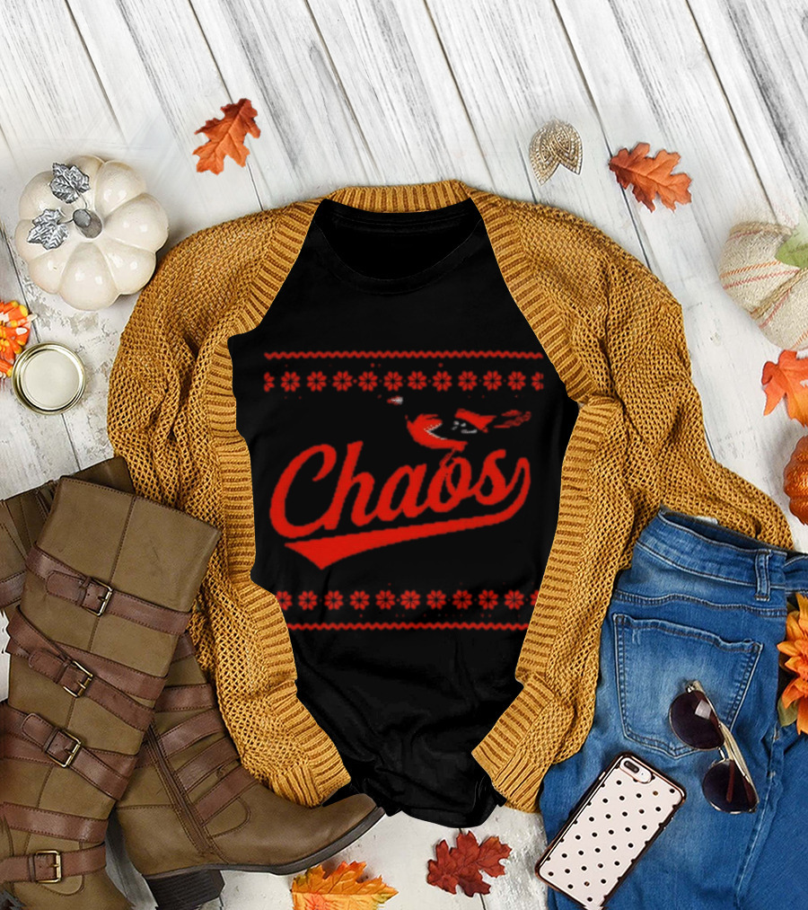 Chaos In Baltimore Orioles Ugly Christmas Sweater T-Shirt