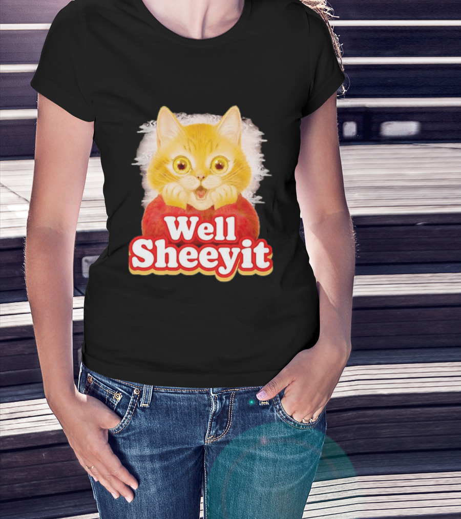 Well Sheeyit Surprised Orange Cat Humor T-Shirt