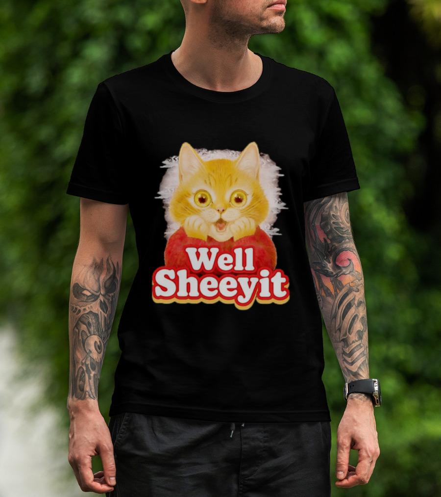 Well Sheeyit Surprised Orange Cat Humor T-Shirt
