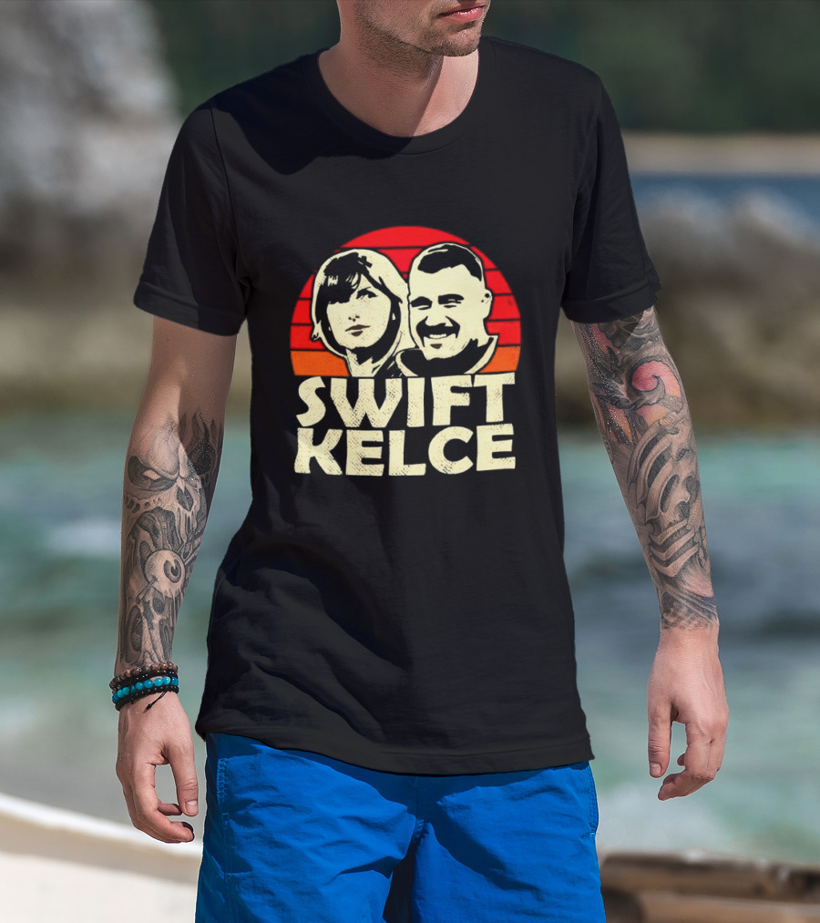 Kansas City Chiefs Swift Kelce Red Sunset T-Shirt
