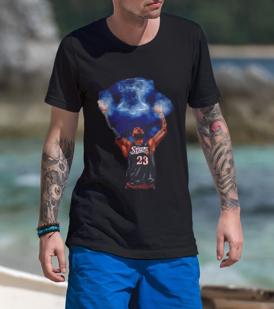 LeBron James Chalk Toss 23 Sixers Philadelphia Basketball 76ers Liberty Bell T-Shirt