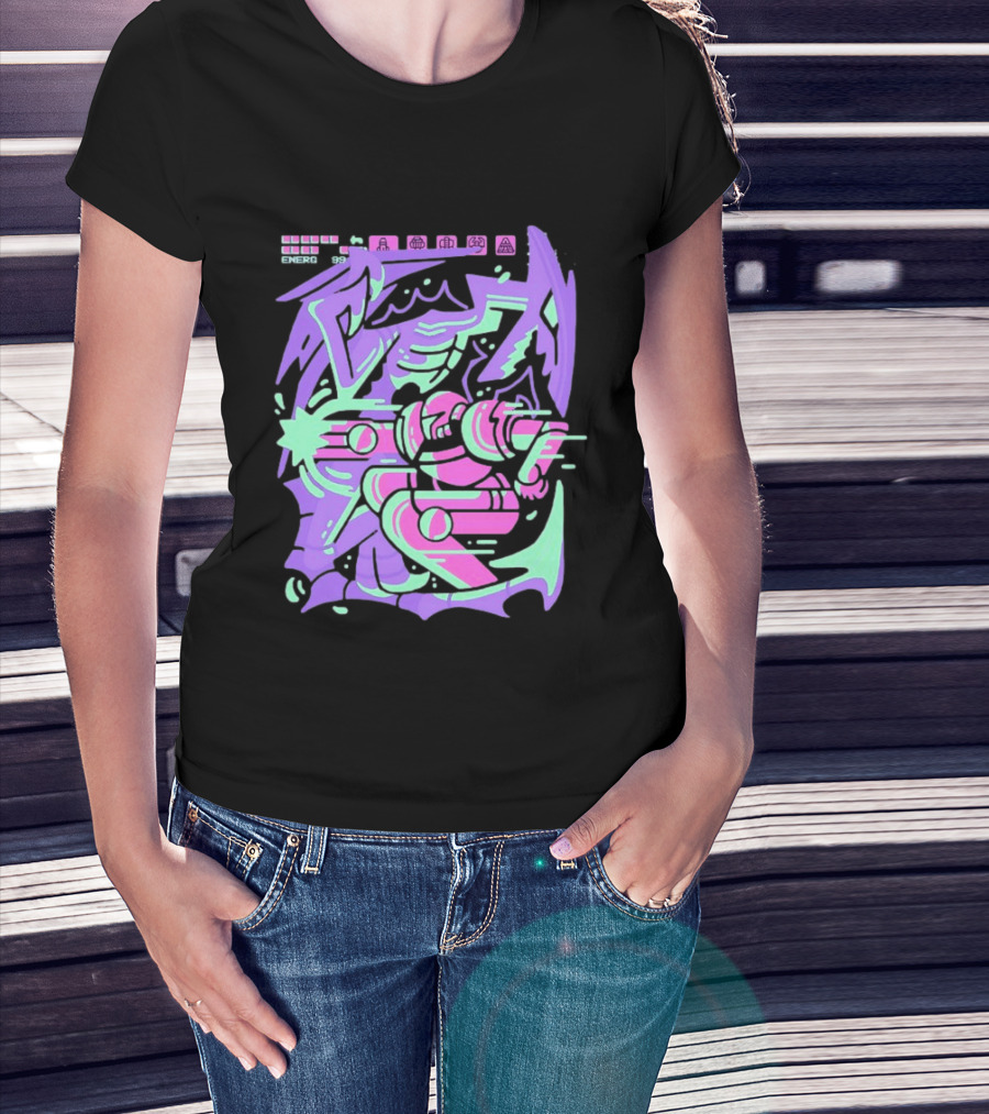 Metroid Space Pirate Skirmish Neon Glitch T-Shirt