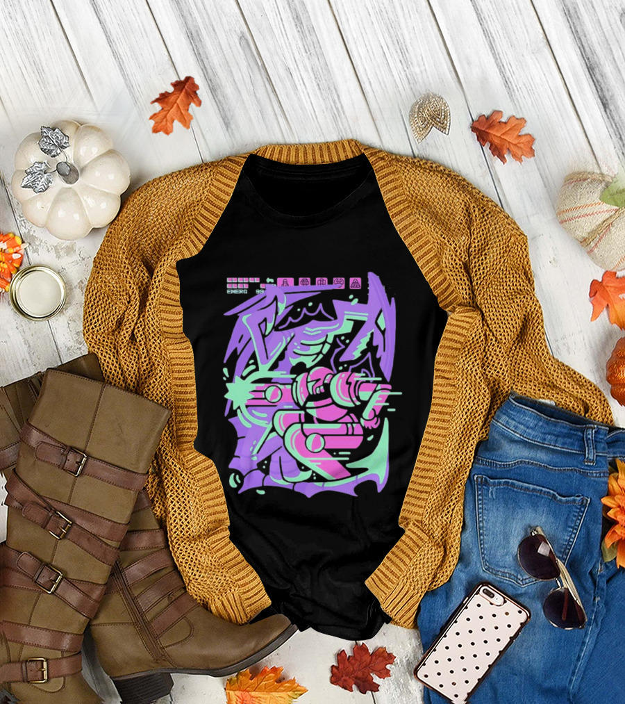 Metroid Space Pirate Skirmish Neon Glitch T-Shirt