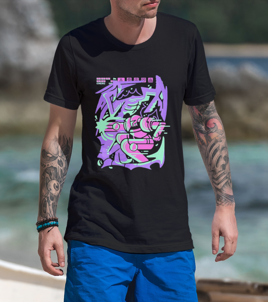 Metroid Space Pirate Skirmish Neon Glitch T-Shirt