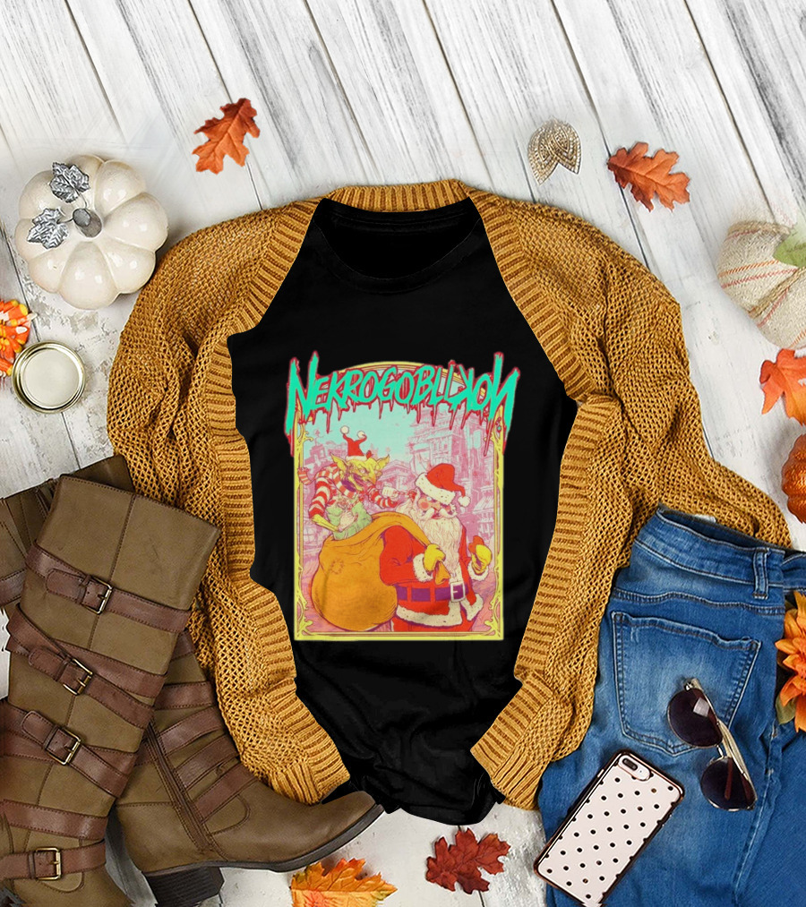 Santa Claus Nekrogoblikon Christmas Goblin Scene T-Shirt