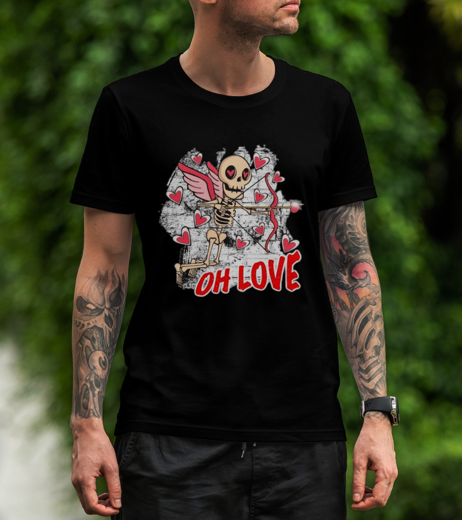Skeleton Cupid Oh Love Hearts Valentine T-Shirt