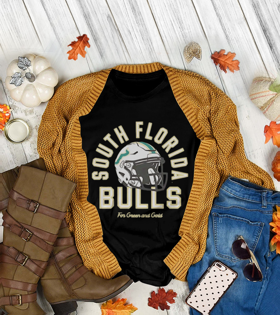 South Florida Bulls Football Helmet For Green And Gold Fans T-Shirt