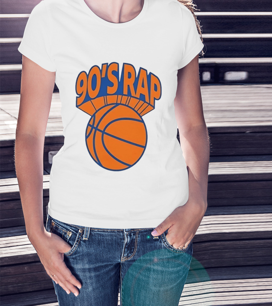 90's Rap Basketball Bold Orange Blue T-Shirt