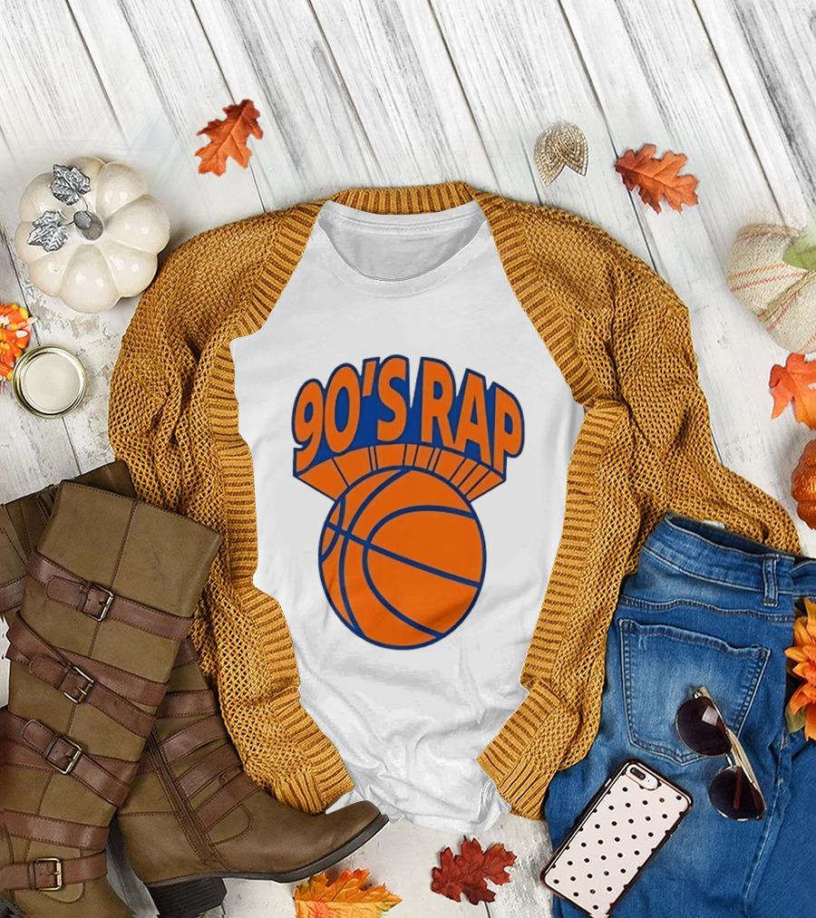 90's Rap Basketball Bold Orange Blue T-Shirt