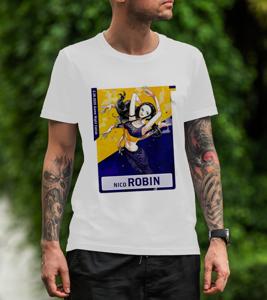2025 Game Night Collab One Piece X Los Angeles Lakers Nico Robin T-Shirt