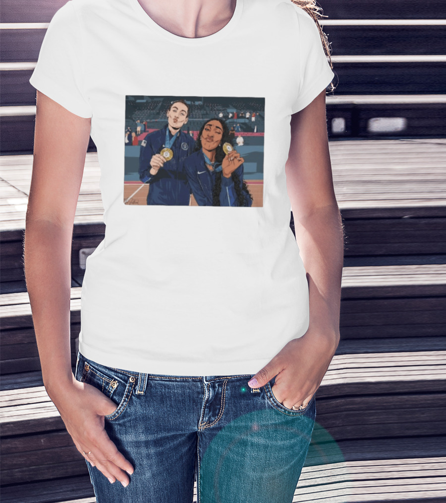 A'Ja Wilson Breanna Stewart Gold Medal Celebration WNBA T-Shirt