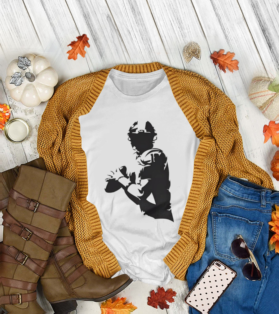 Quarterback Player Silhouette American Football Sports T-Shirt