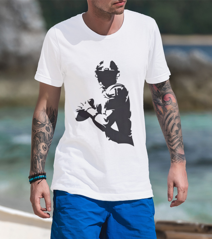 Quarterback Player Silhouette American Football Sports T-Shirt