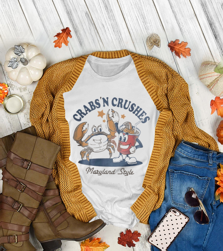 Crabs'n Crushes Maryland Style Cartoon T-Shirt
