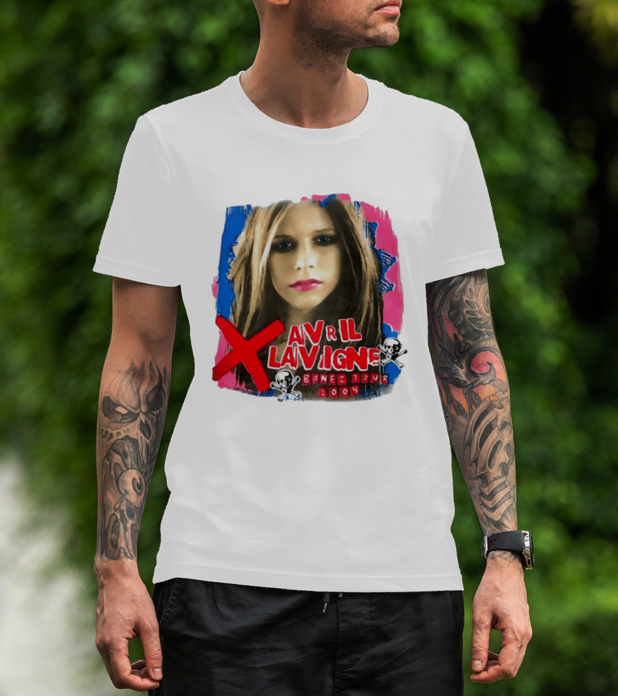 Avril Lavigne Bonez Tour 2004 Skull And Crossbones T-Shirt