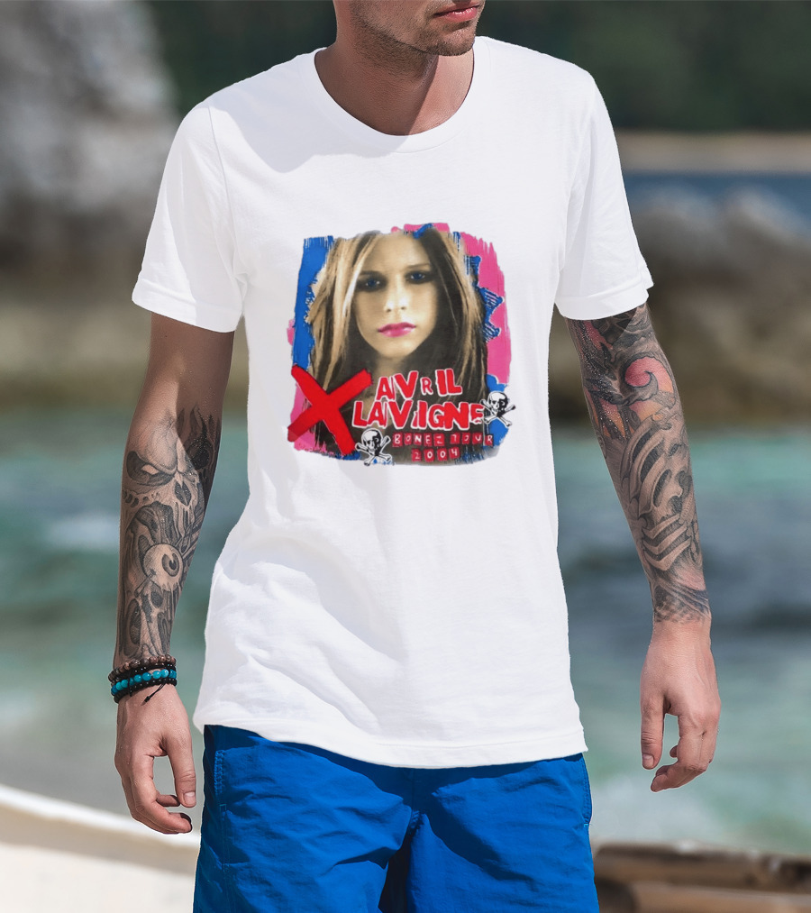 Avril Lavigne Bonez Tour 2004 Skull And Crossbones T-Shirt