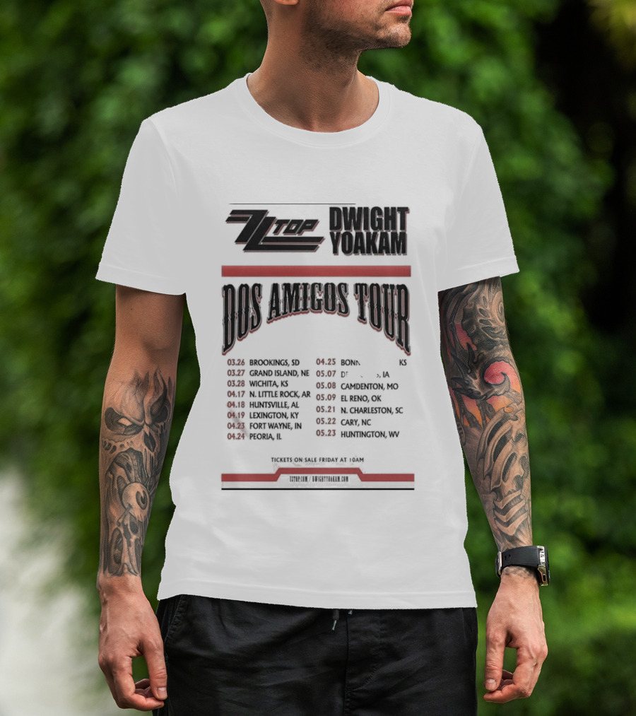 ZZ Top Dwight Yoakam Dos Amigos Tour 2026 Dates And Locations T-Shirt